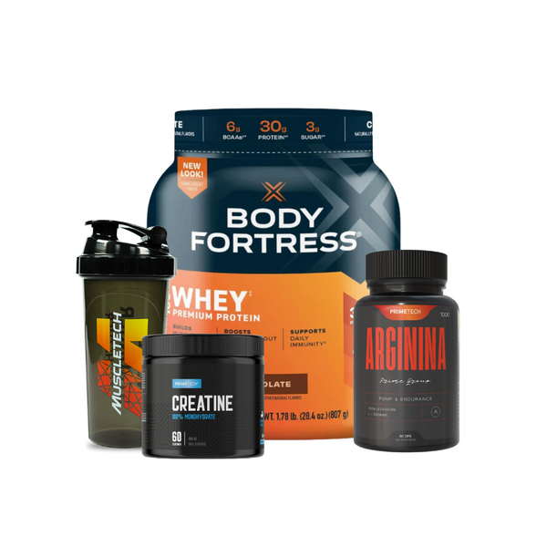 PROTEINA 100% ISOLATE PROTEIN BODY FORTRESS (680 GR) + CREATINA 100% MONOHIDRATO 300 GR "PRIMETECH" + ARGININA 60 CAPS  + SHAKER DE REGALO