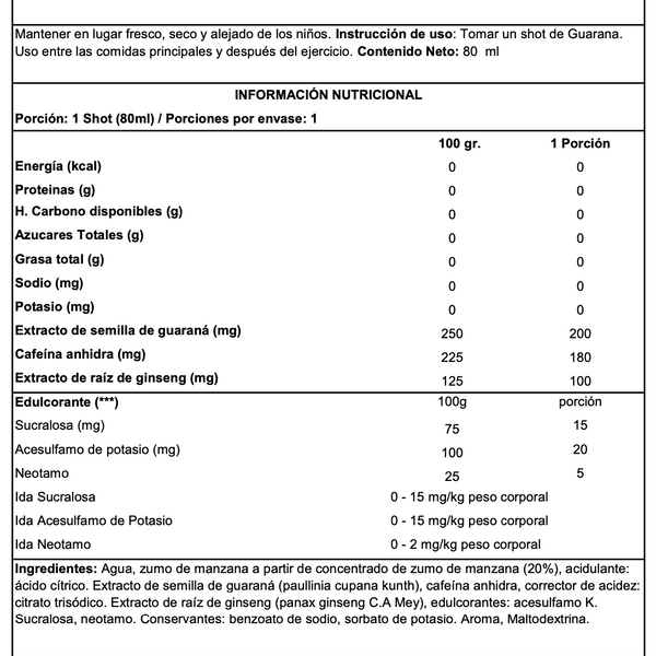 GUARANA SHOT 80 ML