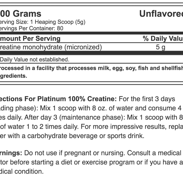 PLATINUM 100% CREATINA 400 GR  "MUSCLETECH"