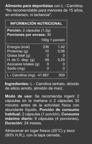 CARNITINA 60 CAPS "PRIMETECH"