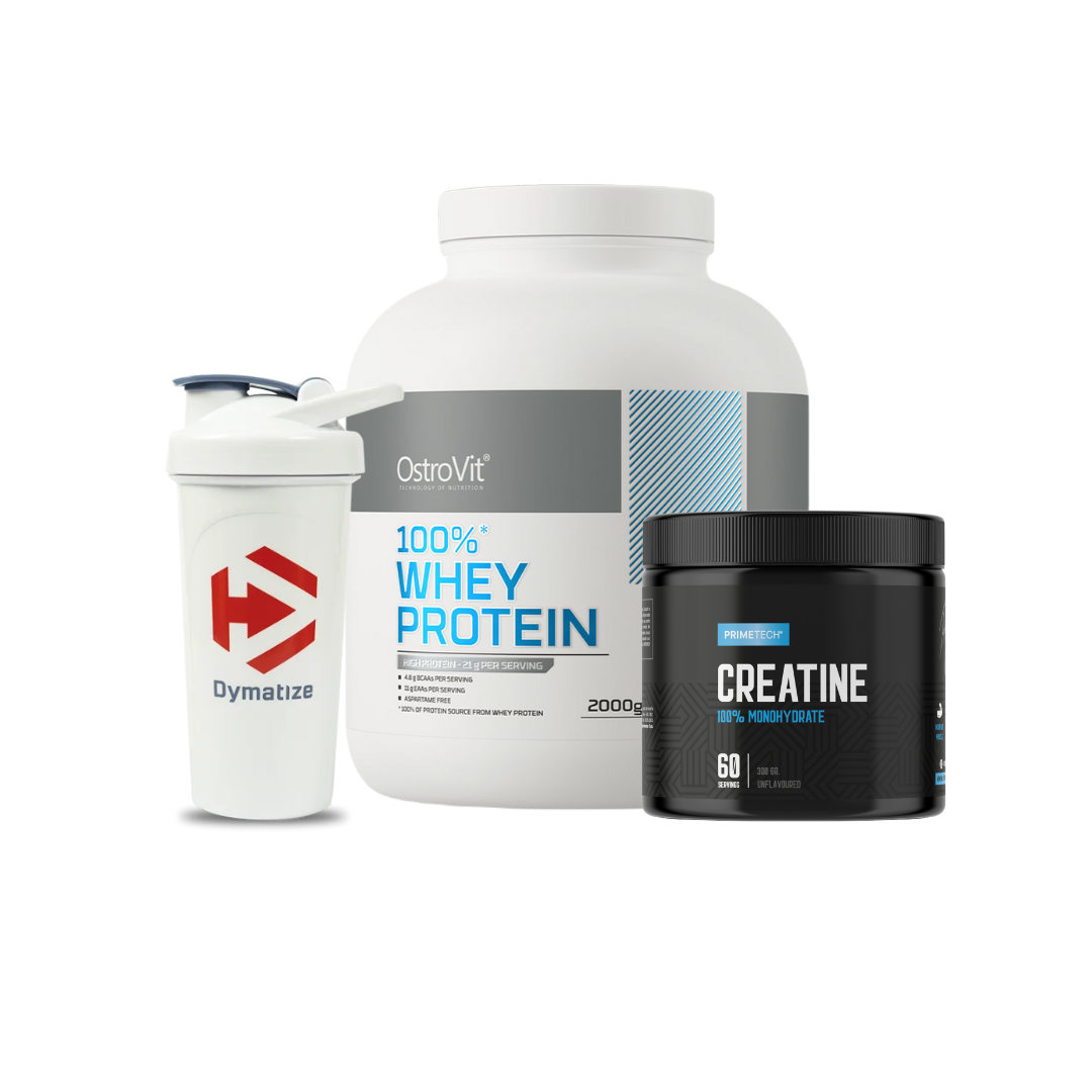 WHEY PROTEIN 2 KG "OSTROVIT" + CREATINA MONOHIDRATO 300 GR "PRIMETECH" + SHAKER