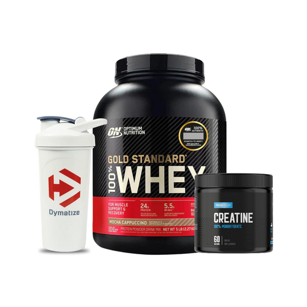 GOLD STANDAR 5 LB "OPTIMUM NUTRITION" + CREATINA MONOHIDRATO 300 GR "PRIMETECH" + SHAKER