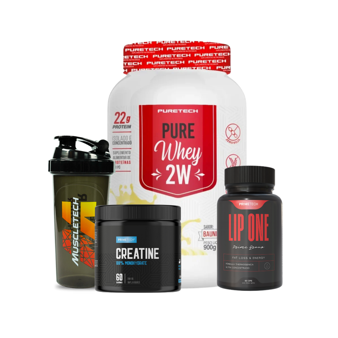 PURETECH 100% PURE WHEY 900 GR + CREATINA 100% MONOHIDRATO 300 GR "PRIMETECH" + LIP ONE 60 CAPS+ SHAKER DE REGALO