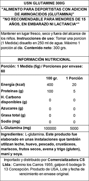 GLUTAMINA MICRONIZADA USN 300 GR SIN SABOR