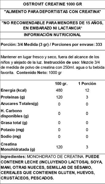 CREATINA MONOHIDRATADA 1 KG OSTROVIT