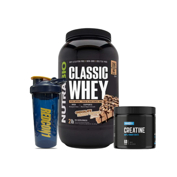 CLASSIC WHEY 2 LB + CREATINAS MONOHIDRATO 300 GR PRIMETECH + SHAKER